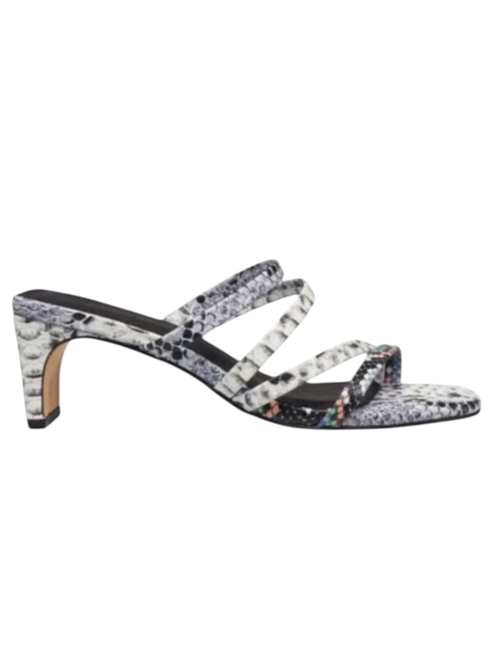 FRENCH CONNECTION Blue Snake Embossed Strappy Sandal Heel Size 10 NEW